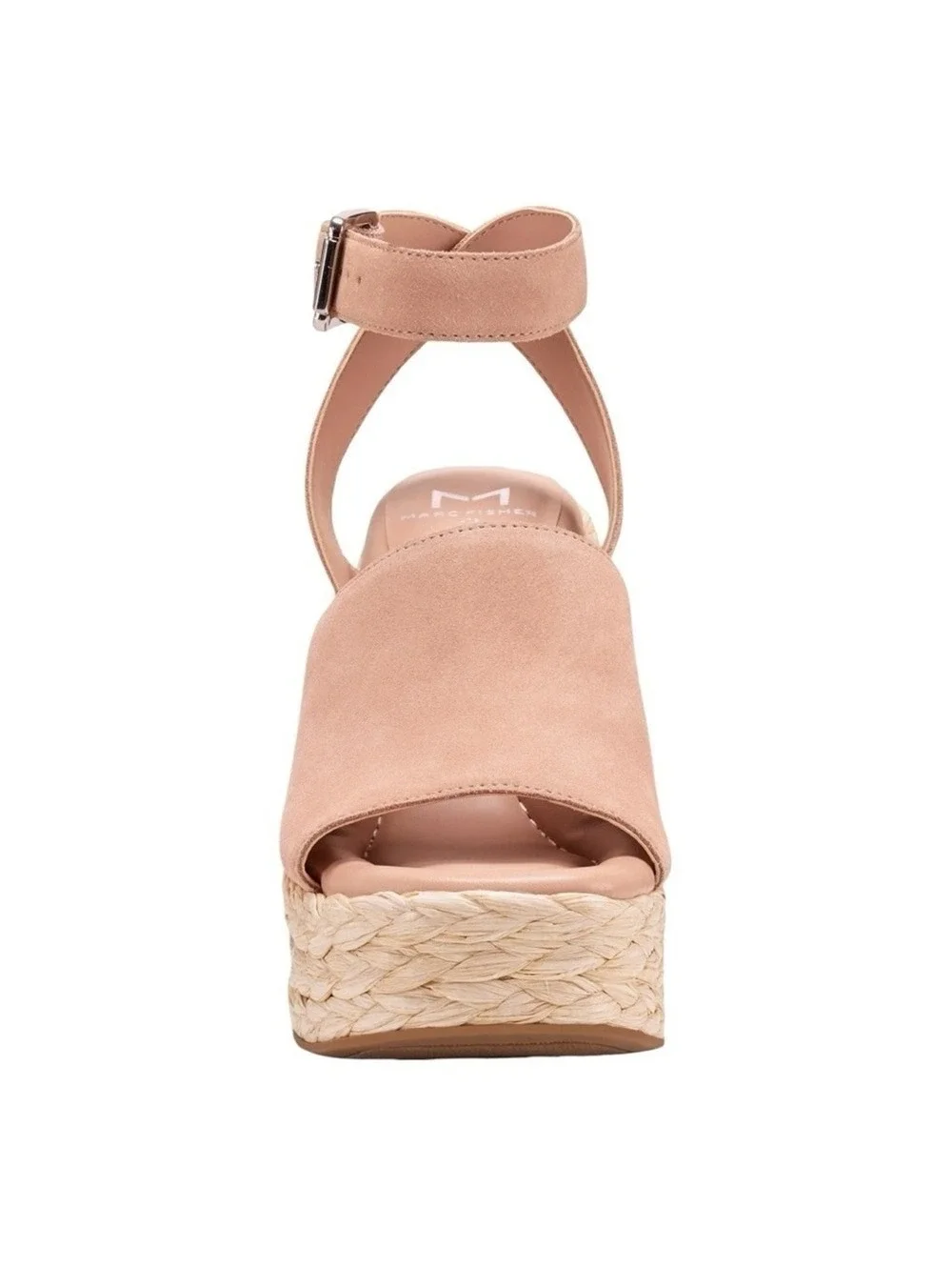 Marc Fisher LTD Nelly Espadrille Wedge Sandals Blush Suede Ankle Strap Size 8M